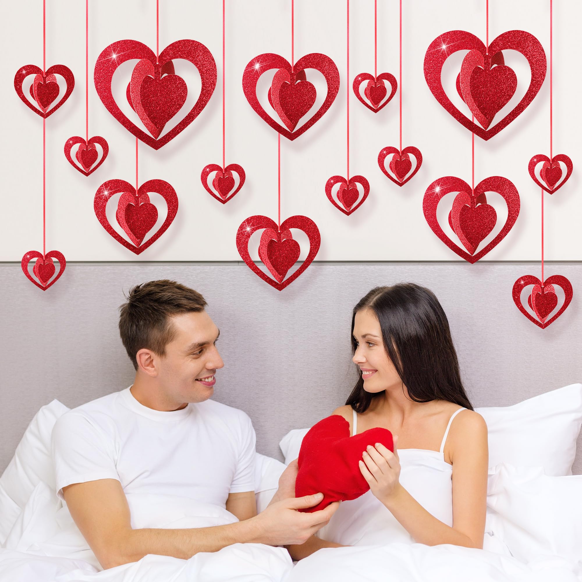 Amazon.com: Deloky 16 Pcs Valentine's Hearts Hanging Foil